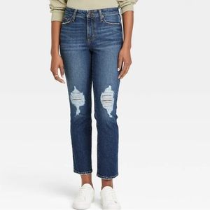New Universal Thread Distressed Vintage High Rise Slim Straight Stretch Jeans